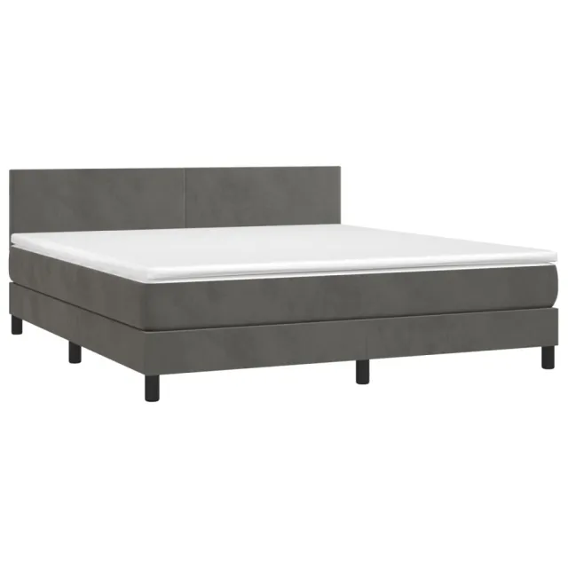 Sommier à lattes de lit avec matelas LED Gris foncé 160x200 cm