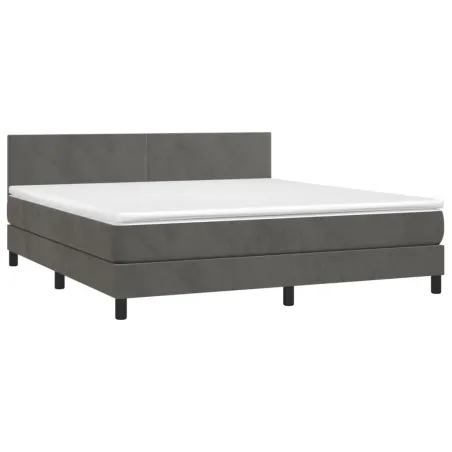 Sommier à lattes de lit avec matelas LED Gris foncé 160x200 cm