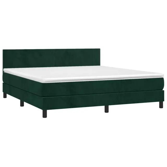Sommier à lattes de lit avec matelas LED Vert foncé 160x200 cm