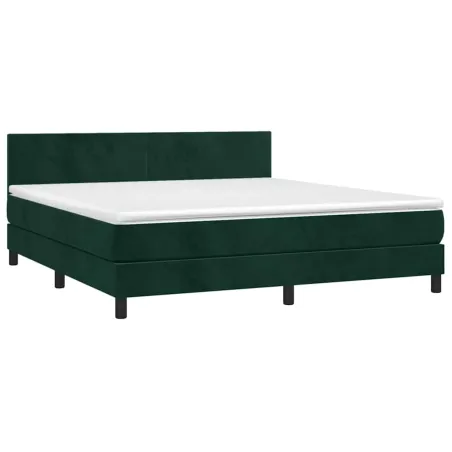 Sommier à lattes de lit avec matelas LED Vert foncé 160x200 cm