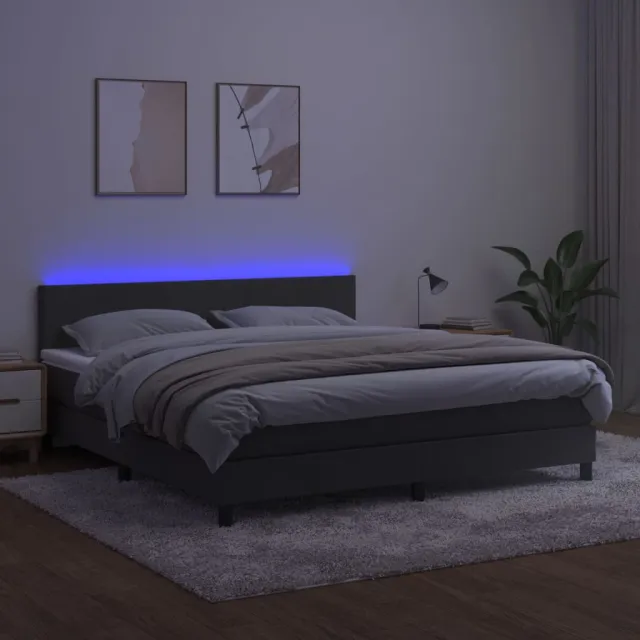 Sommier à lattes de lit avec matelas LED Gris foncé 180x200 cm