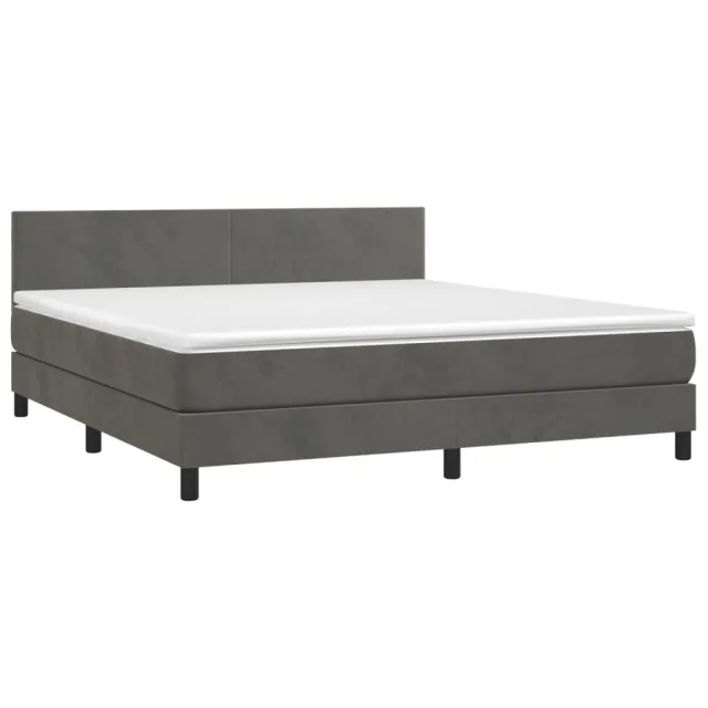 Sommier à lattes de lit avec matelas LED Gris foncé 180x200 cm