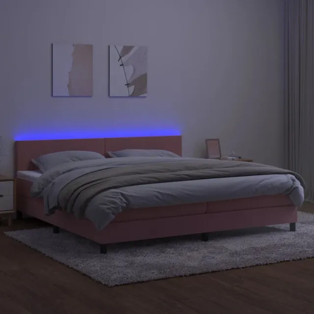 Sommier à lattes de lit avec matelas LED Rose 200x200cm Velours