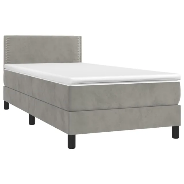 Sommier à lattes de lit avec matelas et LED Gris clair 90x200cm