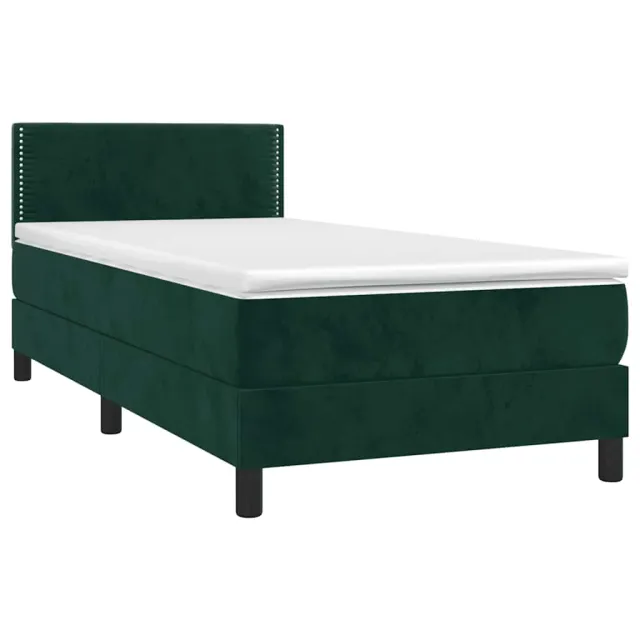 Sommier à lattes de lit avec matelas LED Vert foncé 100x200 cm