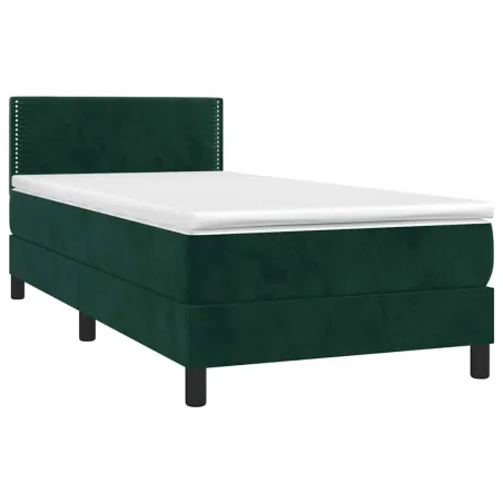 Sommier à lattes de lit avec matelas LED Vert foncé 100x200 cm