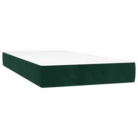 Sommier à lattes de lit avec matelas LED Vert foncé 100x200 cm