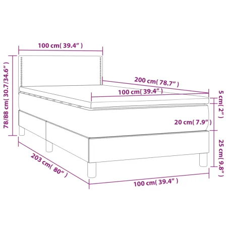 Sommier à lattes de lit avec matelas LED Bleu foncé 100x200 cm