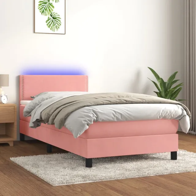 Sommier à lattes de lit avec matelas LED Rose 100x200cm Velours
