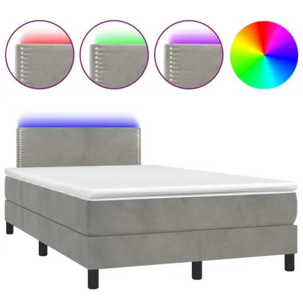 Sommier à lattes de lit avec matelas LED Gris clair 120x200 cm 2
