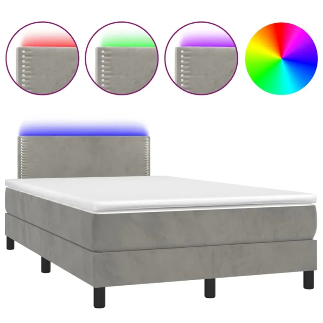 Sommier à lattes de lit avec matelas LED Gris clair 120x200 cm