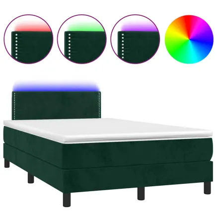 Sommier à lattes de lit avec matelas LED Vert foncé 120x200 cm 2