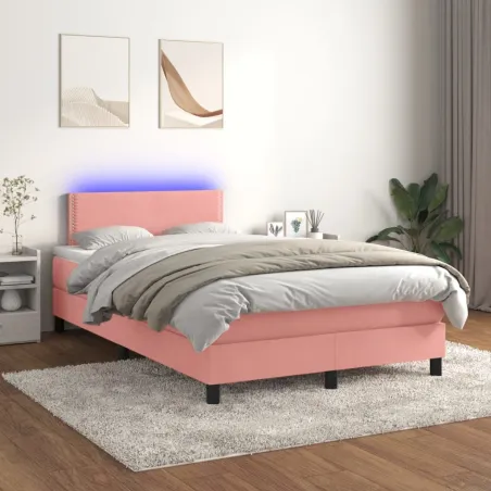 Sommier à lattes de lit avec matelas LED Rose 120x200cm Velours