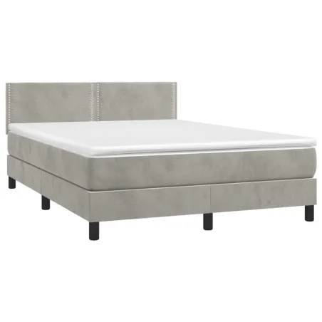 Sommier à lattes de lit avec matelas LED Gris clair 140x190 cm