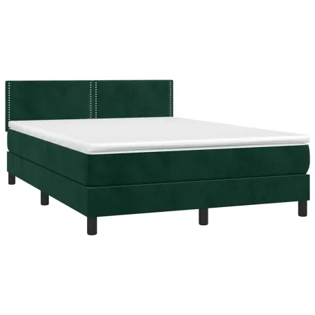 Sommier à lattes de lit avec matelas LED Vert foncé 140x190 cm
