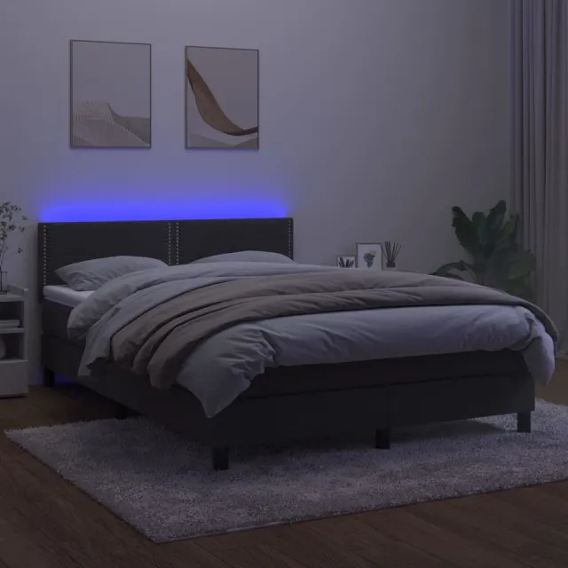 Sommier à lattes de lit avec matelas LED Gris foncé 140x200 cm