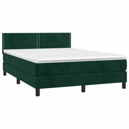 Sommier à lattes de lit avec matelas LED Vert foncé 140x200 cm