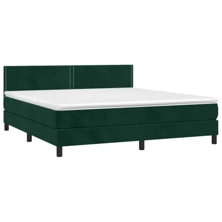 Sommier à lattes de lit avec matelas LED Vert foncé 180x200 cm