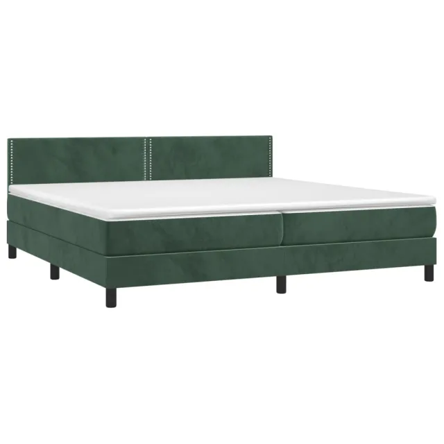 Sommier à lattes de lit avec matelas LED Vert foncé 200x200 cm