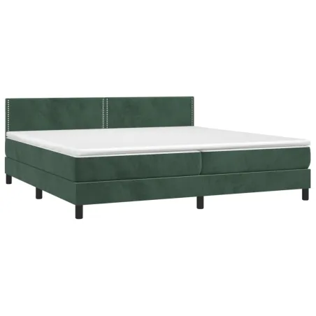 Sommier à lattes de lit avec matelas LED Vert foncé 200x200 cm