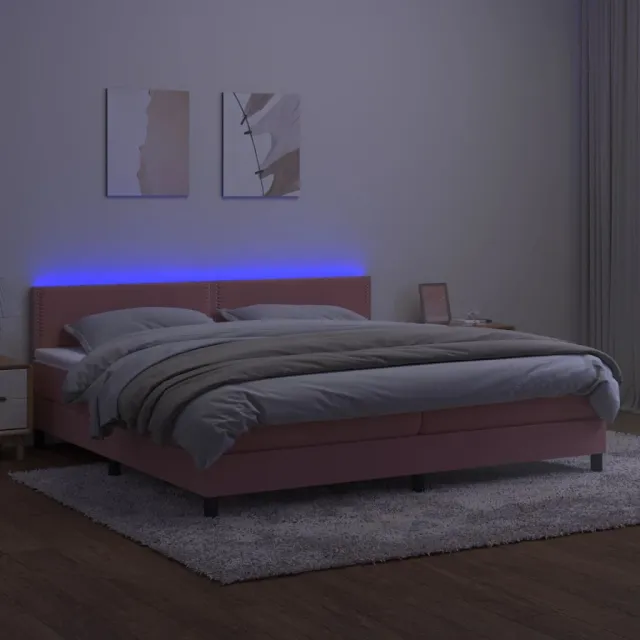 Sommier à lattes de lit avec matelas et LED Rose 200x200 cm