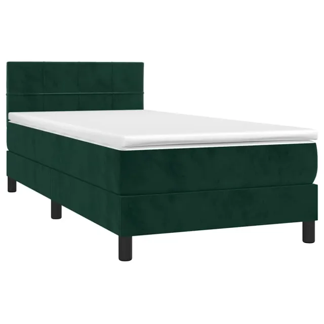 Sommier à lattes de lit avec matelas LED Vert foncé 100x200 cm