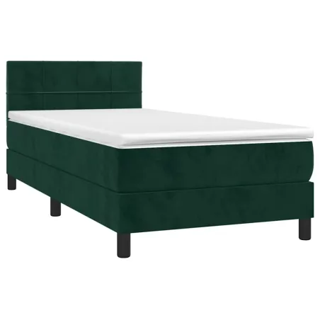 Sommier à lattes de lit avec matelas LED Vert foncé 100x200 cm