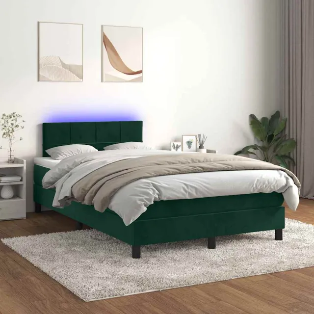 Sommier à lattes de lit avec matelas LED Vert foncé 120x200 cm