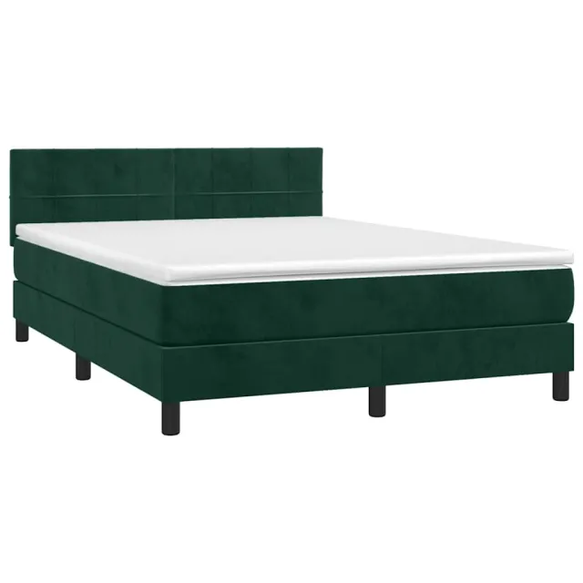 Sommier à lattes de lit avec matelas LED Vert foncé 140x190 cm