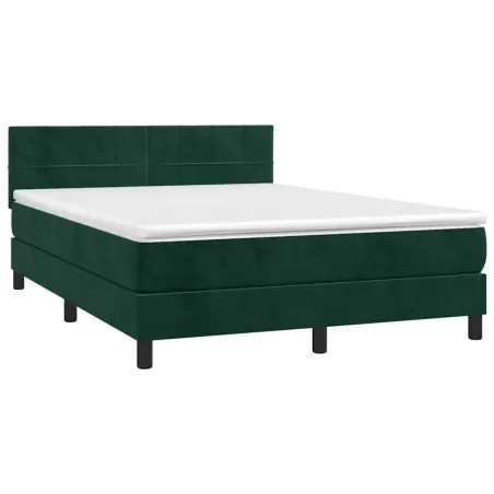 Sommier à lattes de lit avec matelas LED Vert foncé 140x190 cm