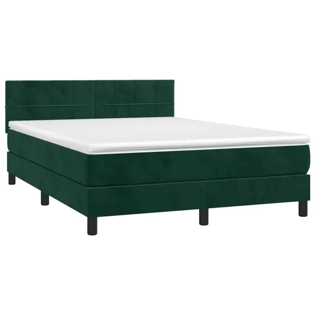 Sommier à lattes de lit avec matelas LED Vert foncé 140x200 cm