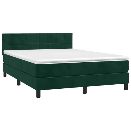 Sommier à lattes de lit avec matelas LED Vert foncé 140x200 cm