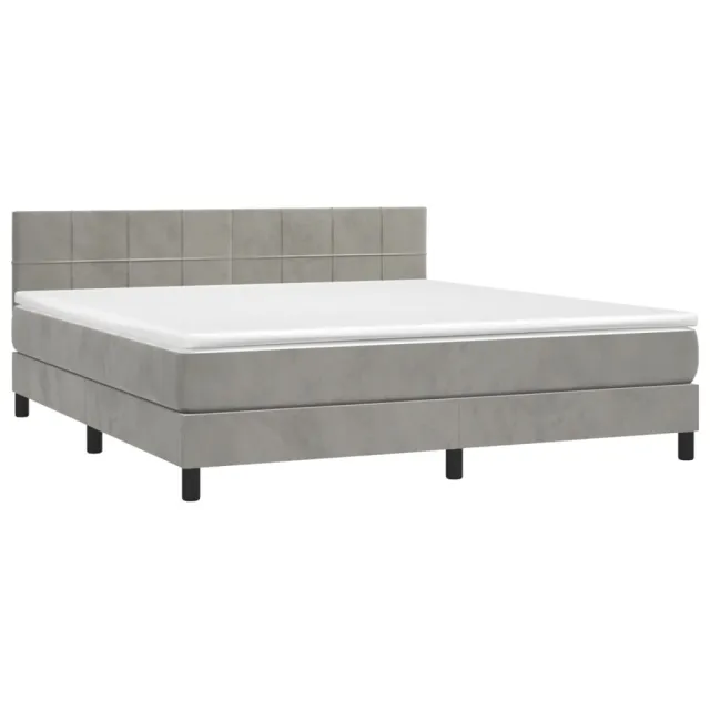 Sommier à lattes de lit avec matelas LED Gris clair 160x200 cm