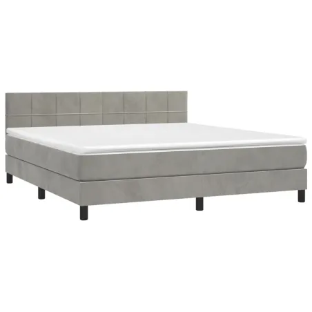 Sommier à lattes de lit avec matelas LED Gris clair 160x200 cm