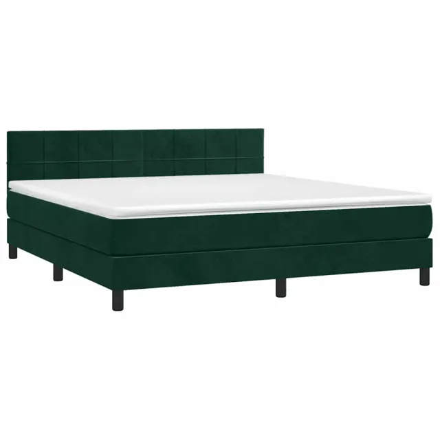 Sommier à lattes de lit avec matelas LED Vert foncé 160x200 cm