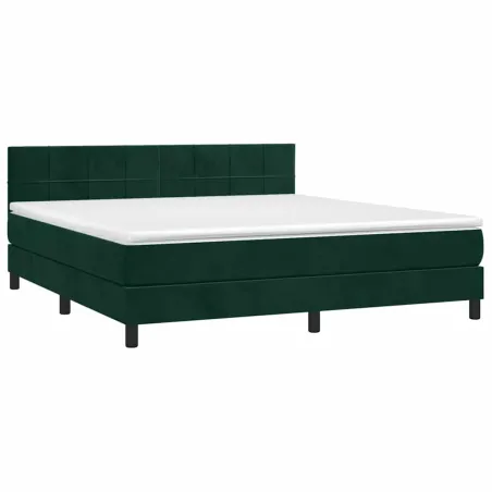 Sommier à lattes de lit avec matelas LED Vert foncé 160x200 cm
