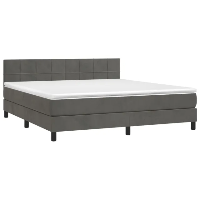 Sommier à lattes de lit avec matelas LED Gris foncé 180x200 cm