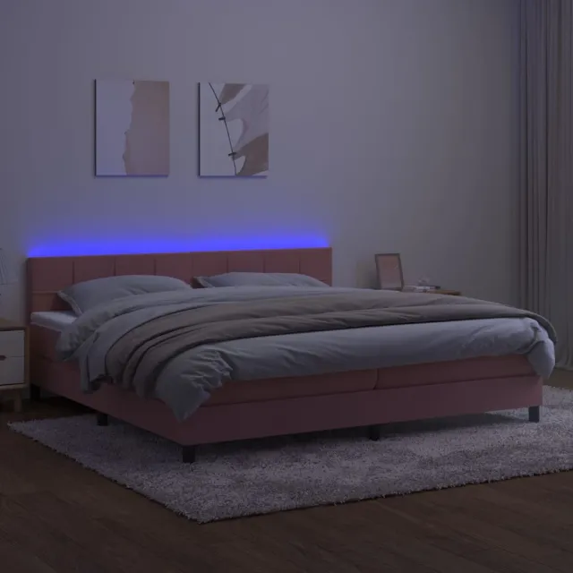 Sommier à lattes de lit avec matelas et LED Rose 200x200 cm