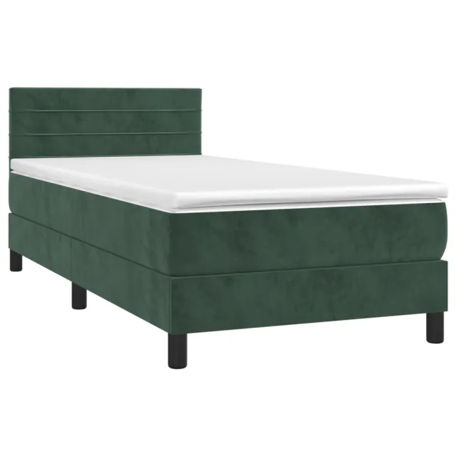 Sommier à lattes de lit avec matelas LED Vert foncé 100x200 cm
