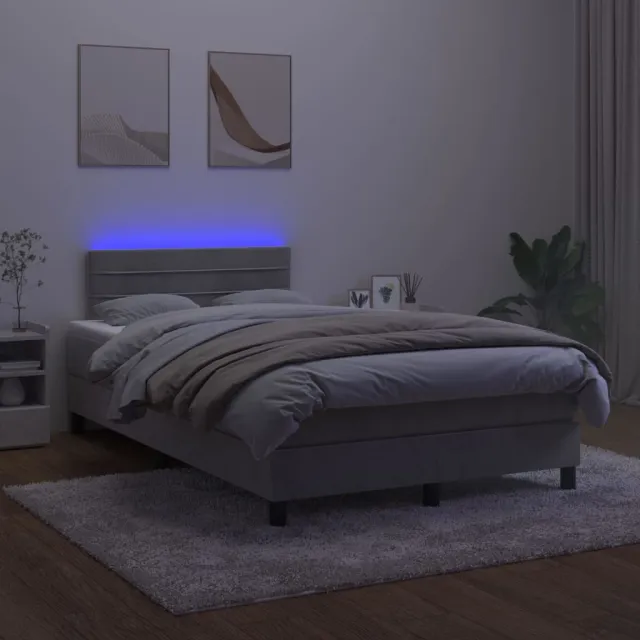 Sommier à lattes de lit avec matelas LED Gris clair 120x200 cm