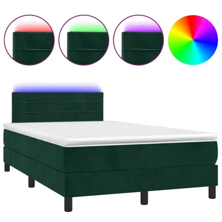 Sommier à lattes de lit avec matelas LED Vert foncé 120x200 cm 2