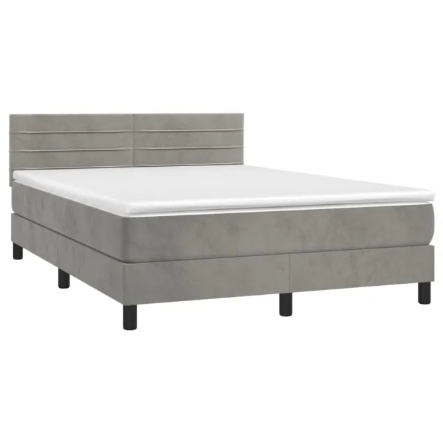 Sommier à lattes de lit avec matelas LED Gris clair 140x190 cm