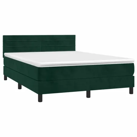 Sommier à lattes de lit avec matelas LED Vert foncé 140x190 cm