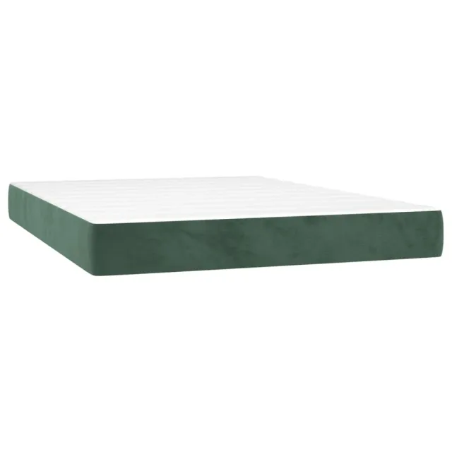 Sommier à lattes de lit avec matelas LED Vert foncé 140x200 cm