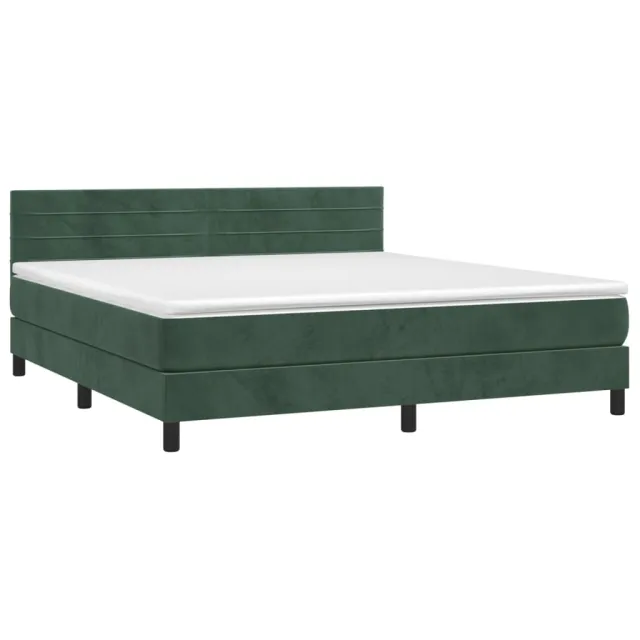 Sommier à lattes de lit avec matelas LED Vert foncé 160x200 cm