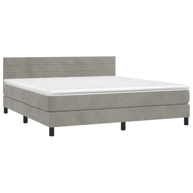 Sommier à lattes de lit avec matelas LED Gris clair 180x200 cm