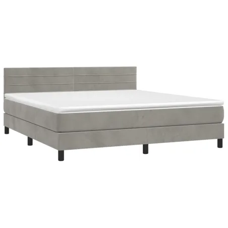 Sommier à lattes de lit avec matelas LED Gris clair 180x200 cm