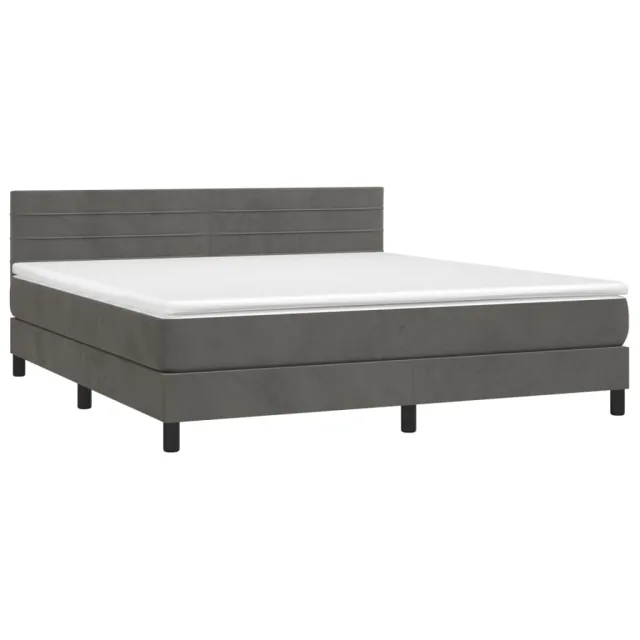 Sommier à lattes de lit avec matelas LED Gris foncé 180x200 cm