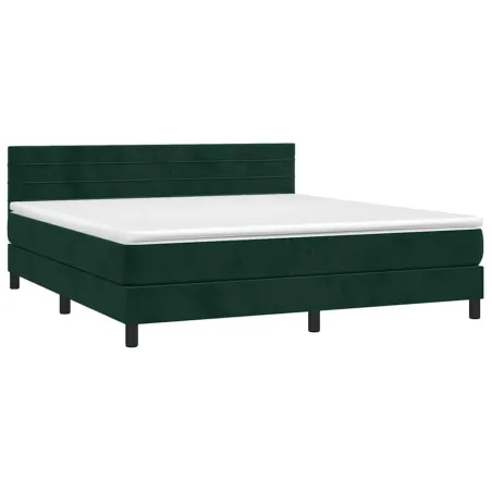 Sommier à lattes de lit avec matelas LED Vert foncé 180x200 cm