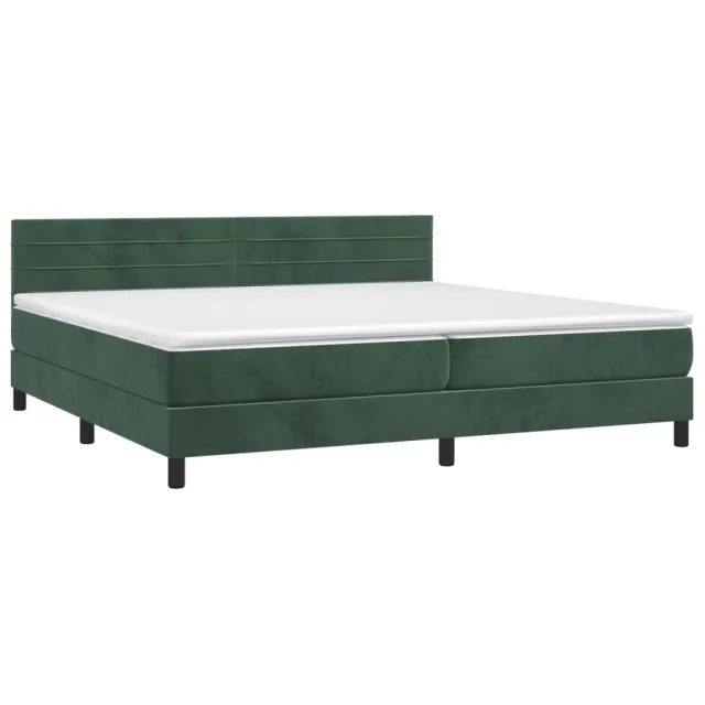 Sommier à lattes de lit avec matelas LED Vert foncé 200x200 cm